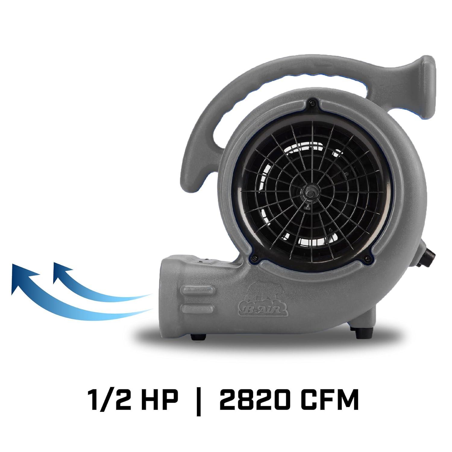 image:imageBAir VP50 12 HP 2950 CFM Air Mover for Janitorial Water Damage Restoration Equipment Stackable Carpet Dryer Floor Blower Fan Water Damage Equipment Grey