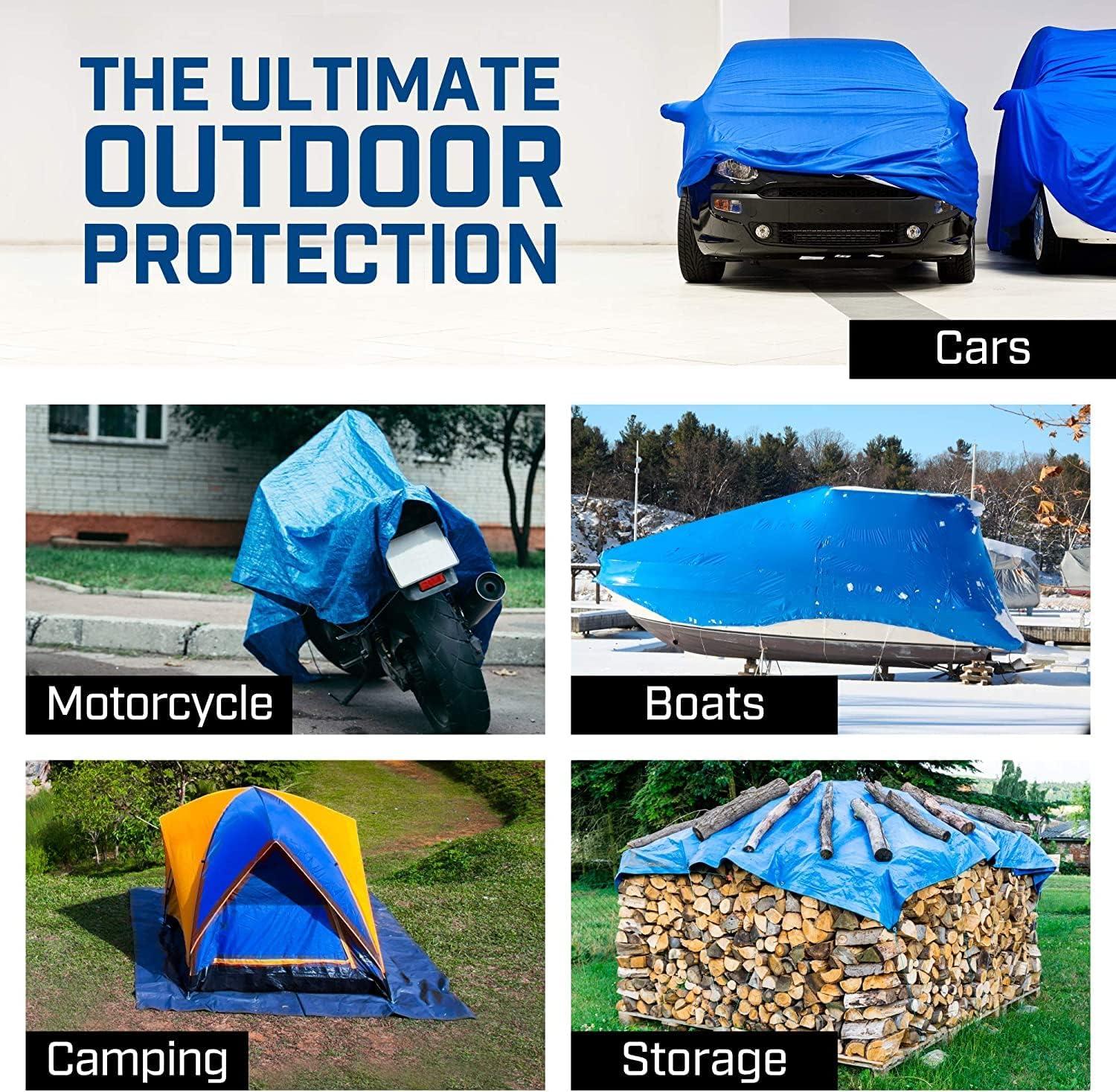 image:imageGrizzly Tarps by BAir 20 x 30 Large MultiPurpose Waterproof Heavy Duty Poly Tarp with Grommets Every 36 8x8 Weave 5 Mil Thick for Home Boats Cars Camping Protective Cover Blue10X14