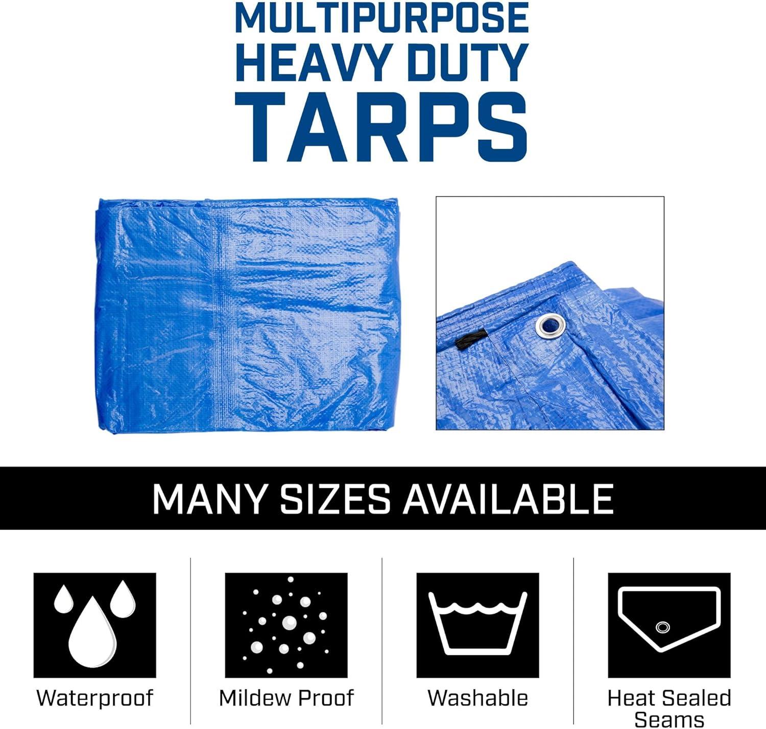 image:imageGrizzly Tarps by BAir 20 x 30 Large MultiPurpose Waterproof Heavy Duty Poly Tarp with Grommets Every 36 8x8 Weave 5 Mil Thick for Home Boats Cars Camping Protective Cover Blue20X30
