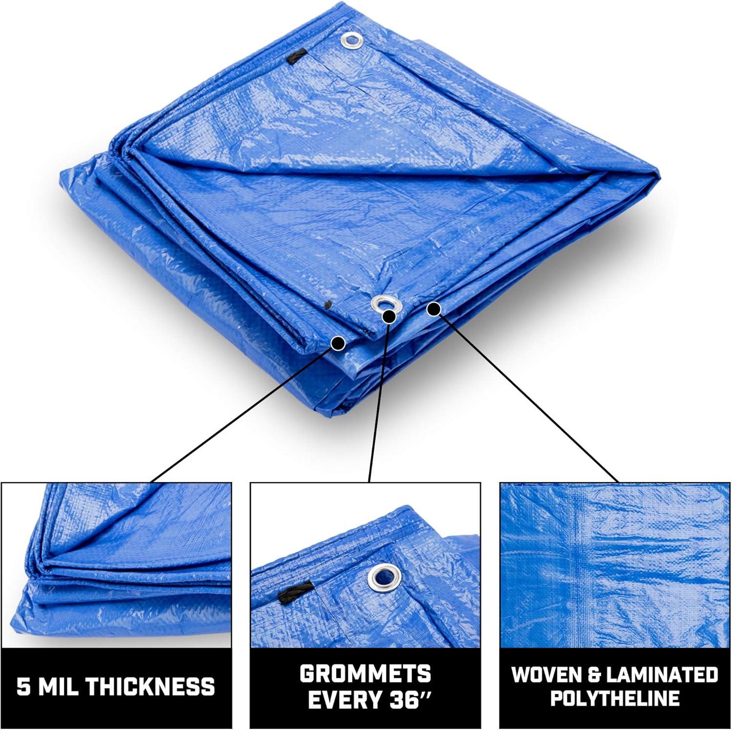 image:imageGrizzly Tarps by BAir 20 x 30 Large MultiPurpose Waterproof Heavy Duty Poly Tarp with Grommets Every 36 8x8 Weave 5 Mil Thick for Home Boats Cars Camping Protective Cover Blue6X8