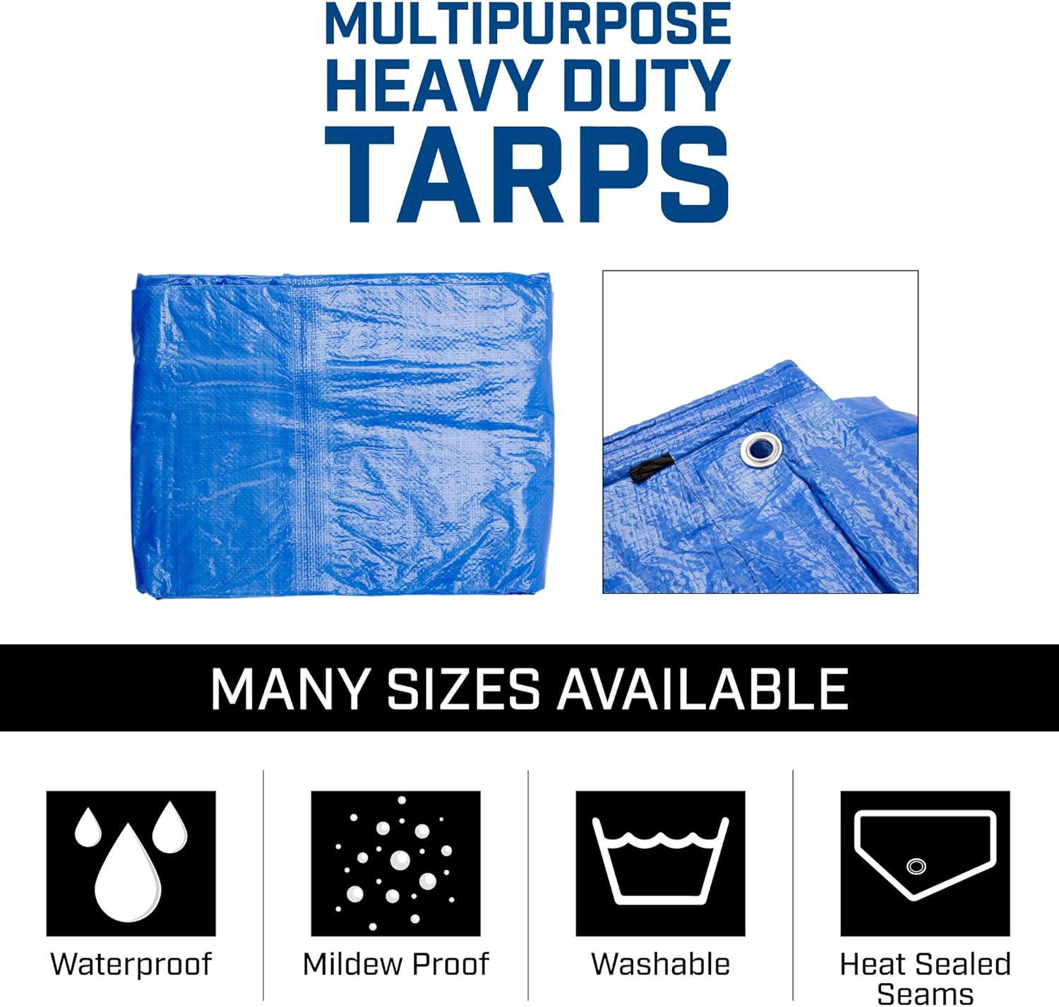 image:imageGrizzly Tarps by BAir 20 x 30 Large MultiPurpose Waterproof Heavy Duty Poly Tarp with Grommets Every 36 8x8 Weave 5 Mil Thick for Home Boats Cars Camping Protective Cover Blue9X12