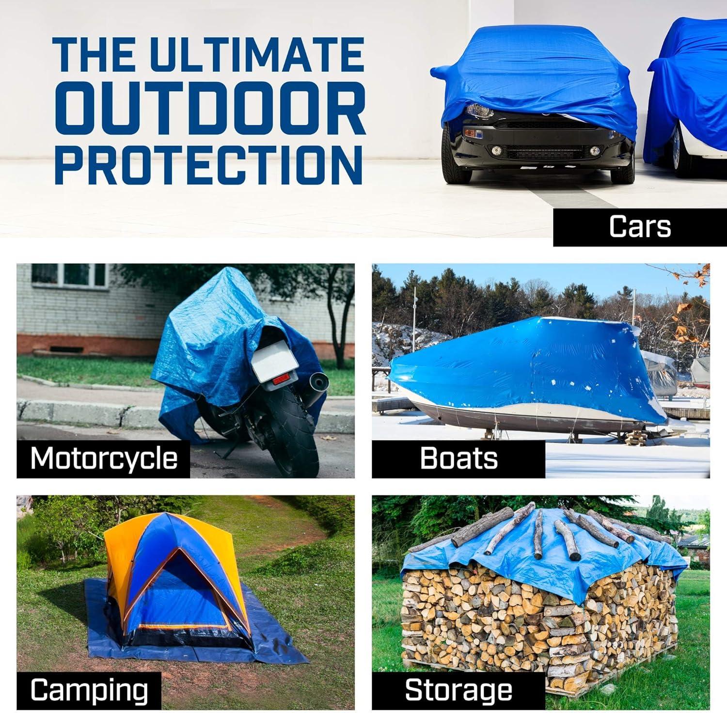 image:imageGrizzly Tarps by BAir 6 x 8 Large MultiPurpose Waterproof Heavy Duty Poly Tarp with Grommets Every 36 8x8 Weave 5 Mil Thick for Home Boats Cars Camping Protective Cover Pack of 6 Blue12 ft x 16 ft